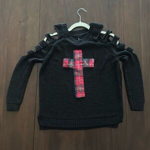 Plaid cross sweater